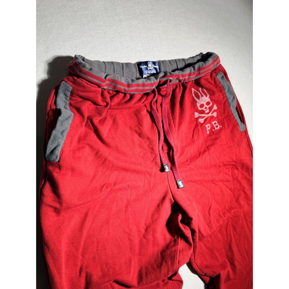 Psycho Bunny Sweatpants Mens Large Red Grey Logo Joggers Drawstring Fleece P.B. - Picture 6 of 6